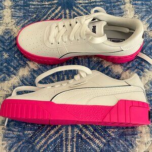 New NNB Puma Cali Cosmic Girl Pink & White Youth Size 7 Sneaker Thick Sole